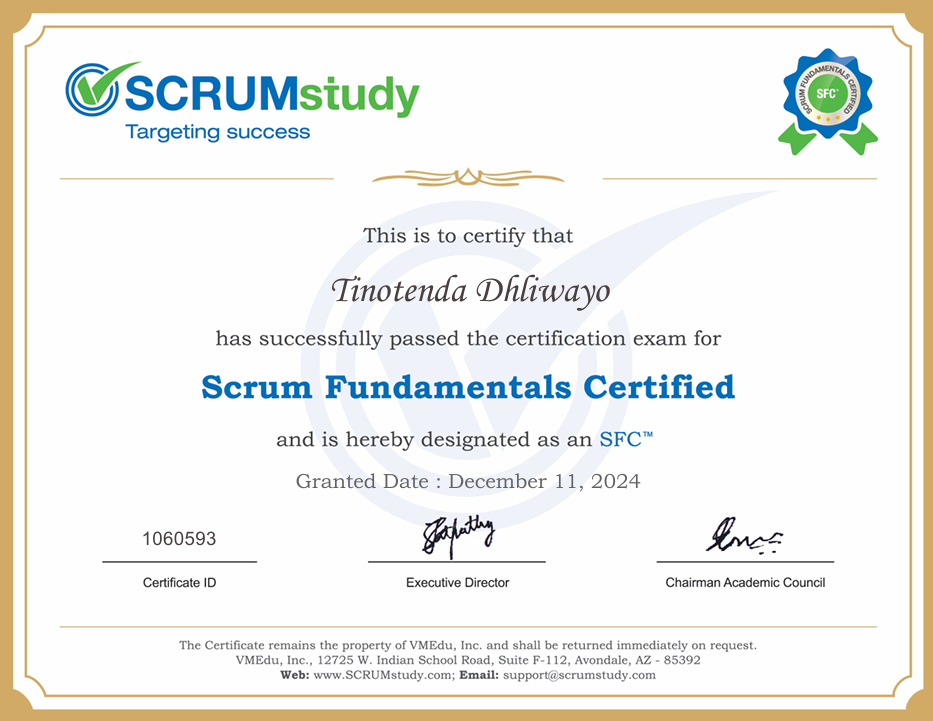 Scrum Fundamentals Certificate